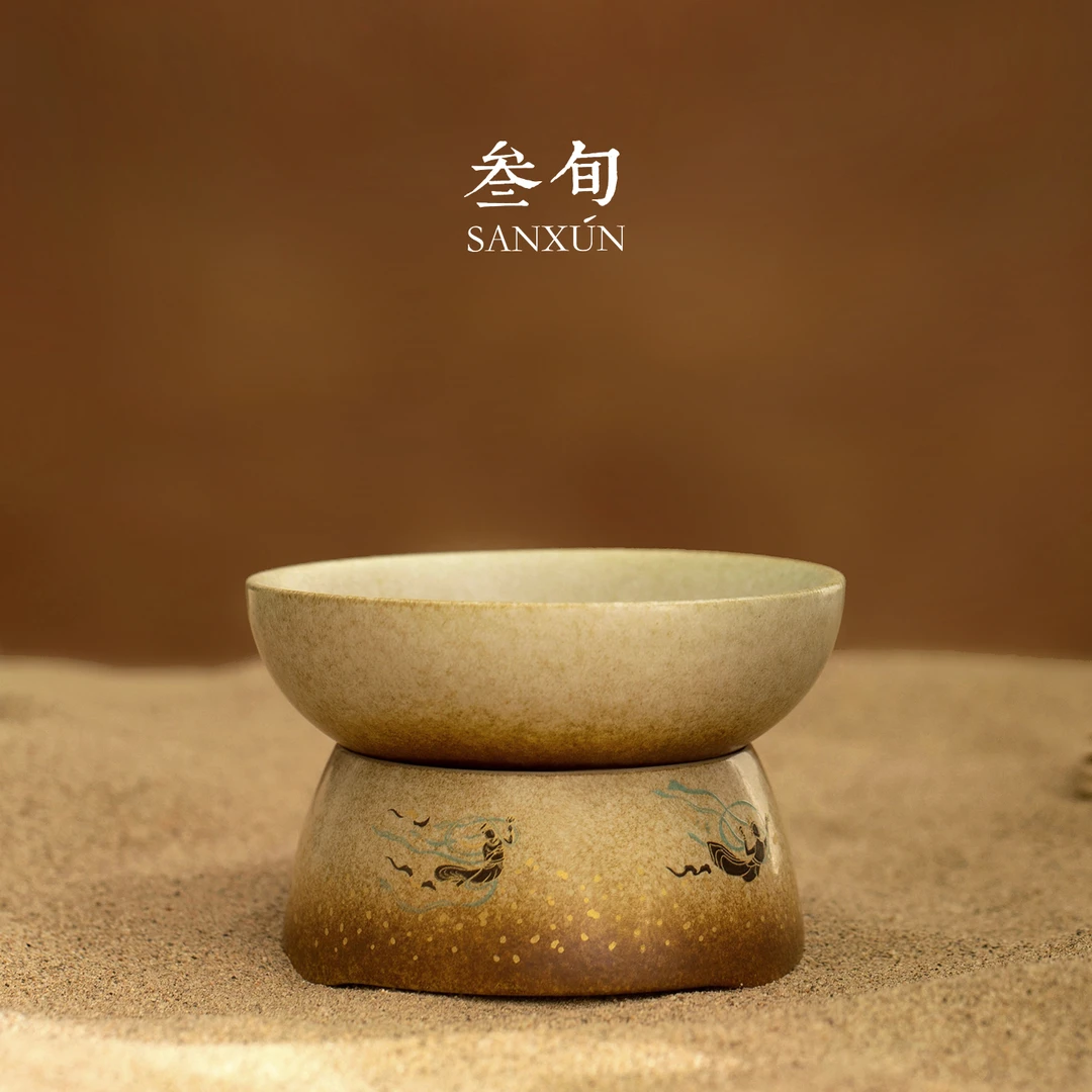 叁旬敦煌飞天茶滤茶漏陶瓷茶叶滤网泡茶过滤器茶隔高档茶水分离器