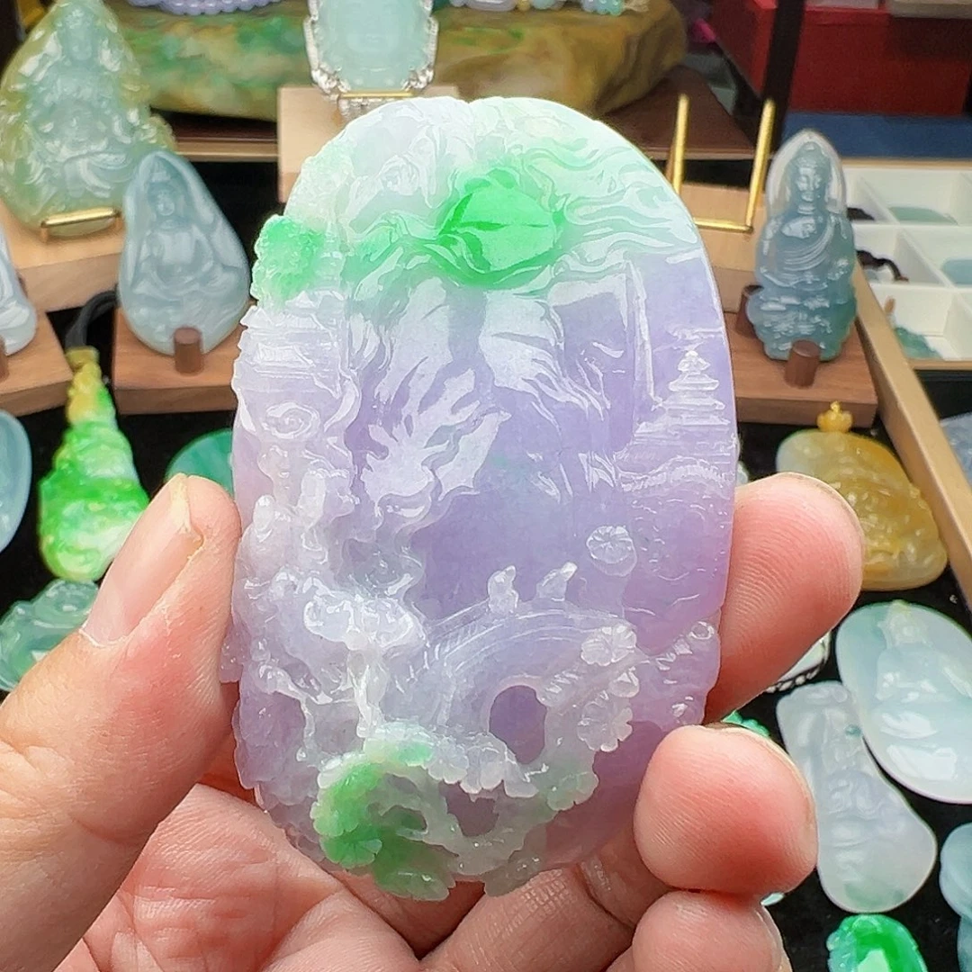 翡翠颈饰未镶嵌执*手天然缅甸翡翠吊坠