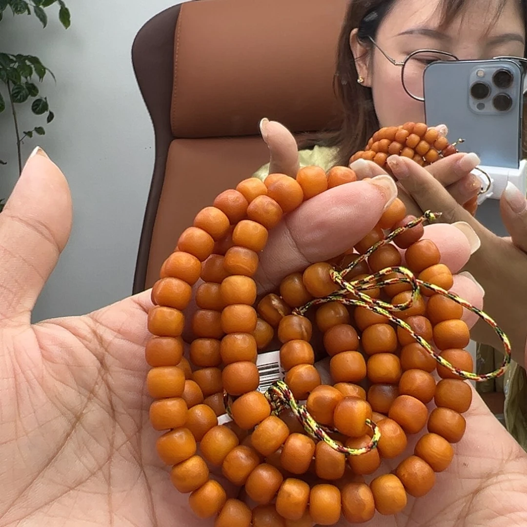 未镶嵌琥珀手串忆橘皮108卡8MM