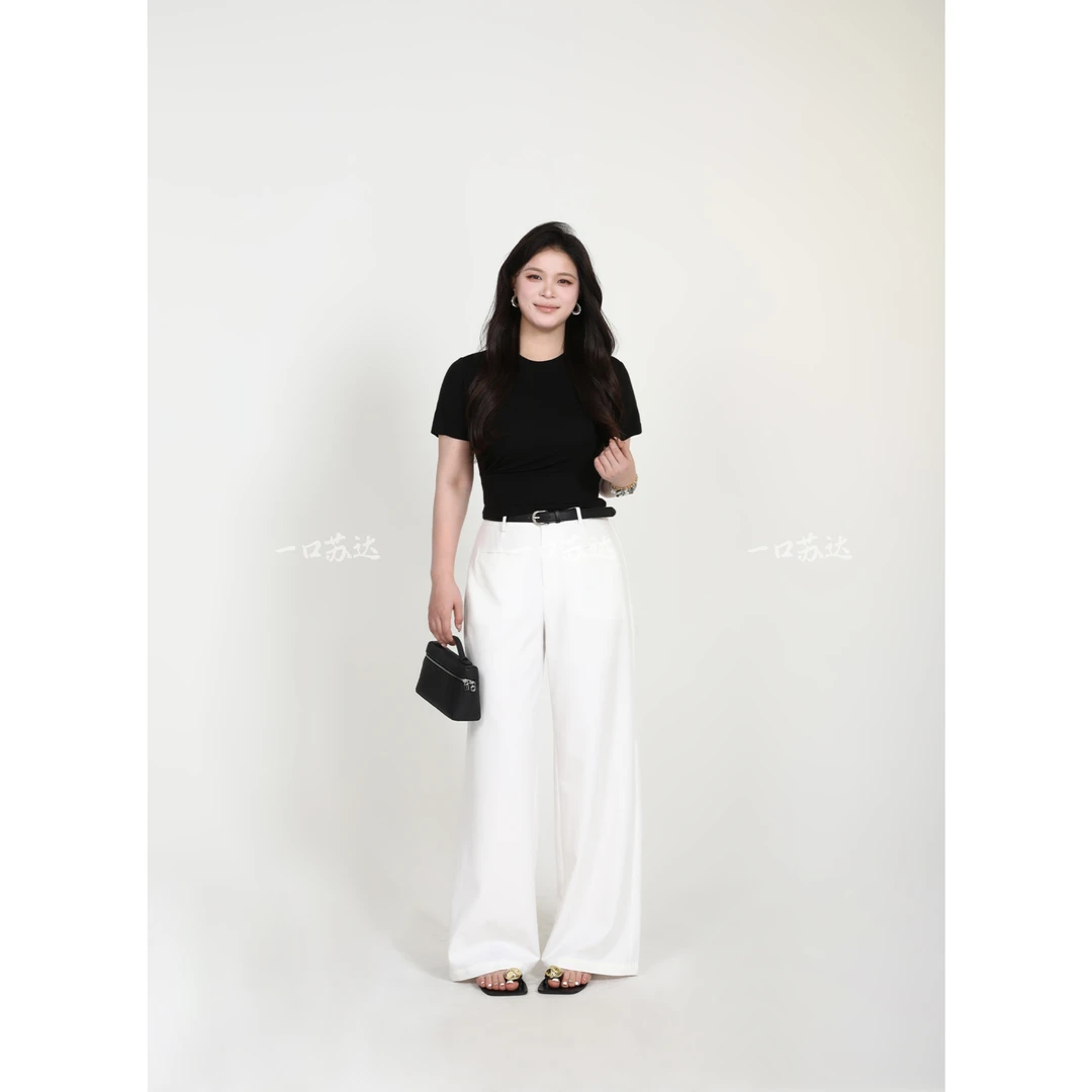 一口苏达老钱白裤 2025新款清新好看遮肉显瘦百搭时尚西装裤