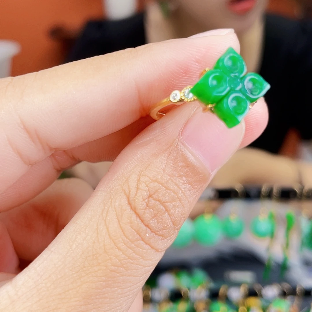 翡翠银S925镶嵌耳饰饰品