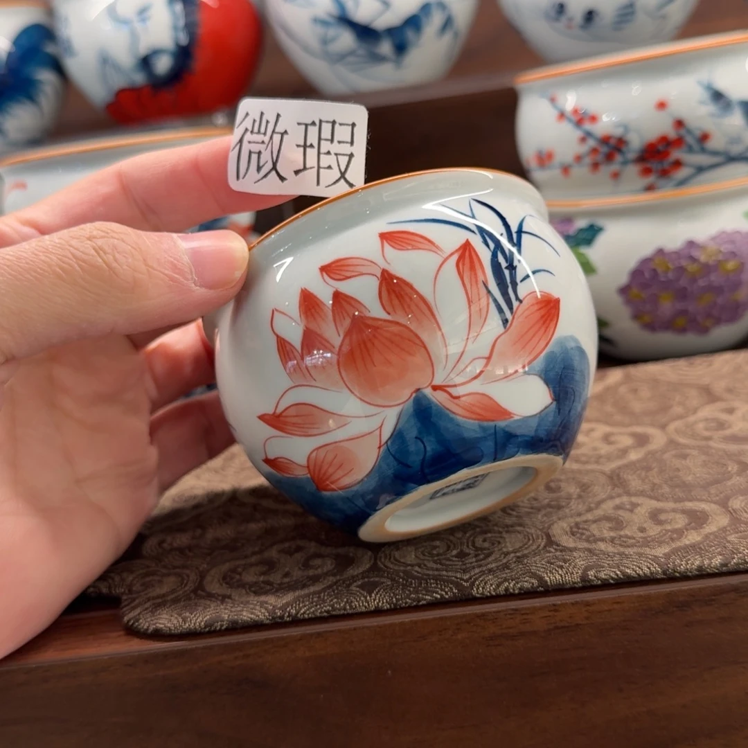 釉下手绘茶具微瑕