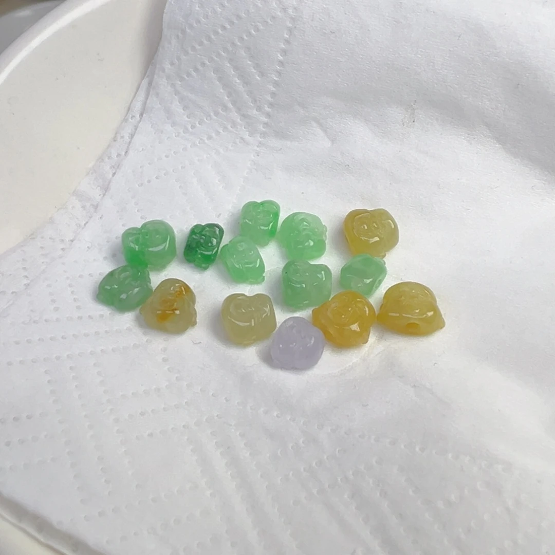 翡翠散珠通孔佛头珠
