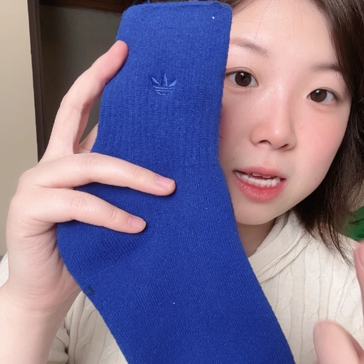 三醋酯纤维多叶草蓝色袜子