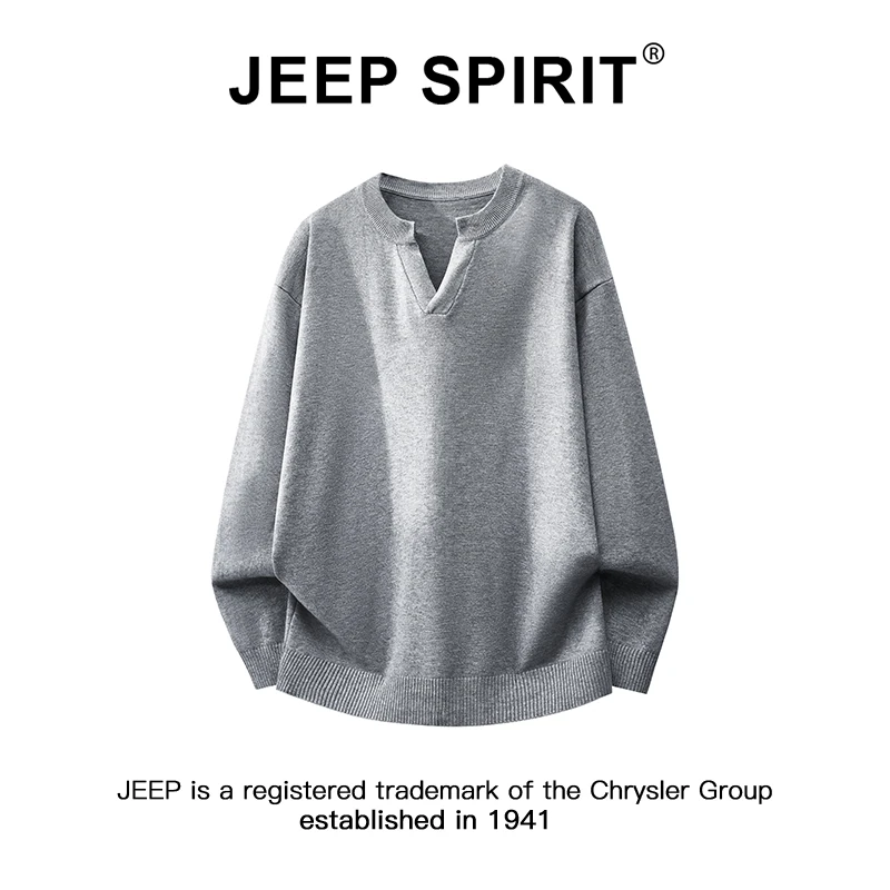 JEEPSPIRIT吉普小V领毛衣男冬季宽松打底内搭上衣潮流慵懒针织衫