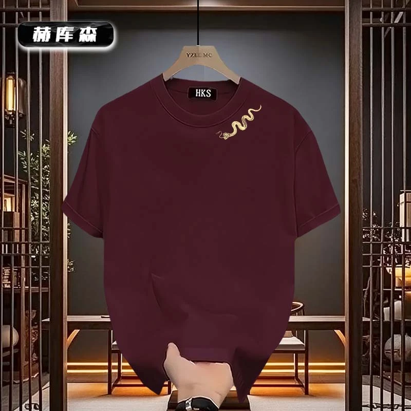 赫库森高街痞帅夏季重磅纯棉圆领男士短袖t恤ins宽松休闲时尚上衣