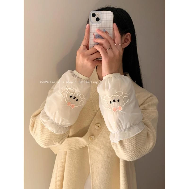 可爱小狗袖套2025新款学生耐脏防污防水办公室手臂护套羽绒服护袖