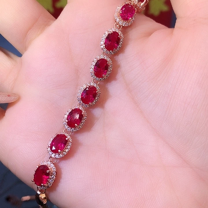 红宝石手链银S925镶嵌
