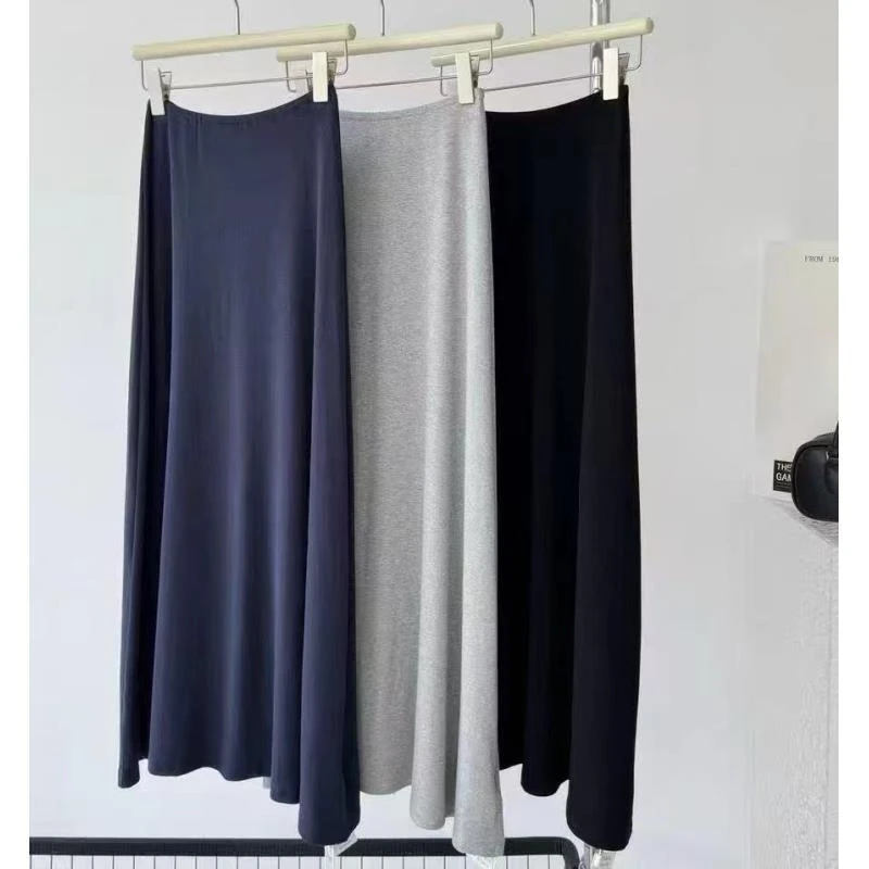 9001号#10006#秋百搭弹力腰休闲无口袋气质半身裙（预）