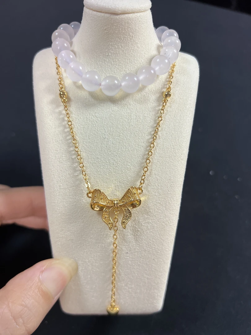 佳佳好物-在逃公主蝴蝶结爱心项链