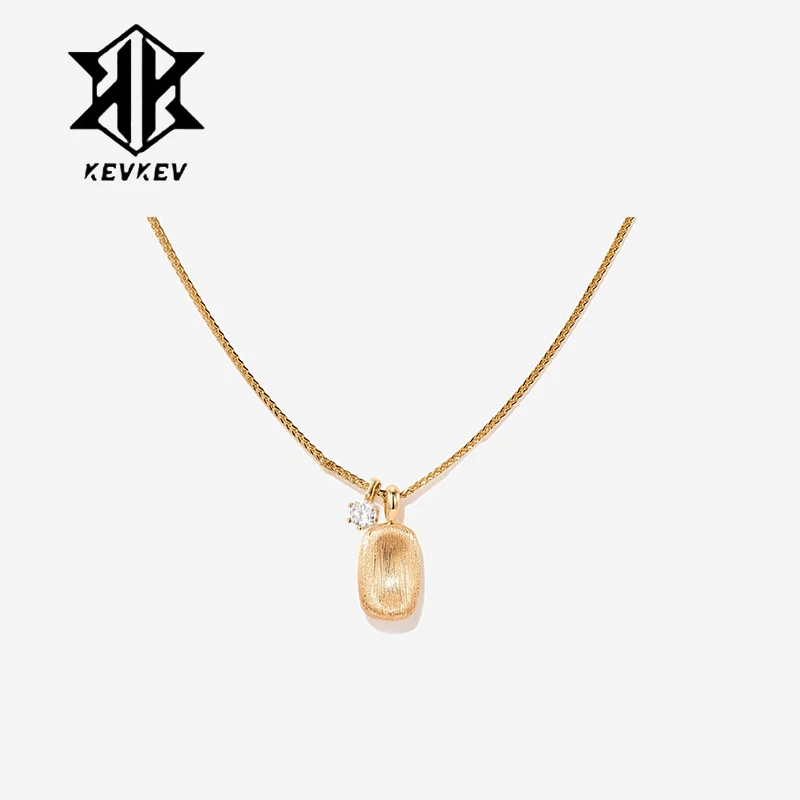 坠链均925银莫桑石 半岛铁盒拉丝方糖项链轻奢项链送女友抖音双11