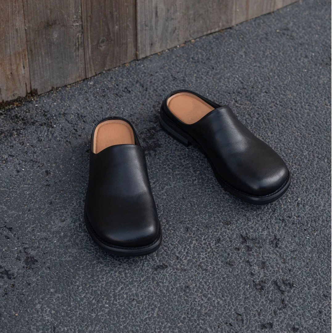 鞋子男款2025新款高级感黑色博肯鞋夏季拖鞋半拖休闲鞋懒人一脚蹬