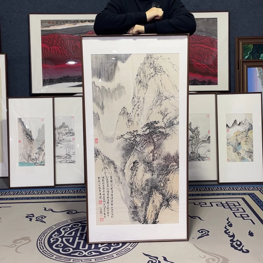 国画手绘画作品带框60/120