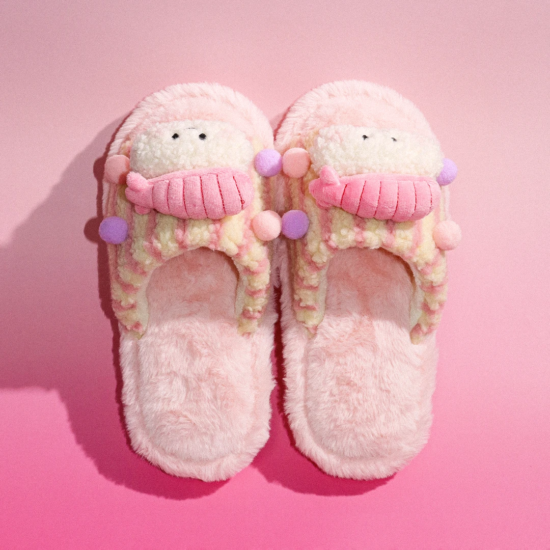 OKBOOMER乖乖粉团毛毛拖可爱新款秋冬保暖一脚蹬软底百搭甜妹棉拖