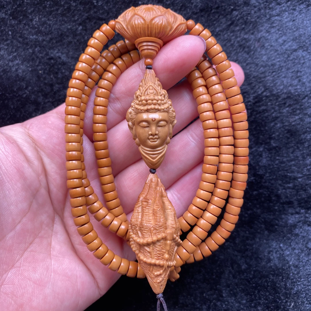 观音脖挂链子 橄榄核雕刻核尖直切脖挂