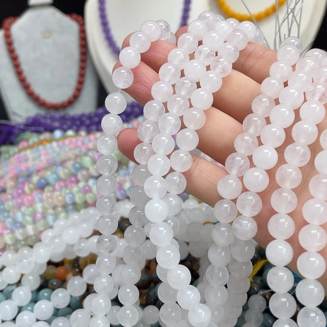 玛瑙/玉髓未镶嵌半成品白玉8m散珠
