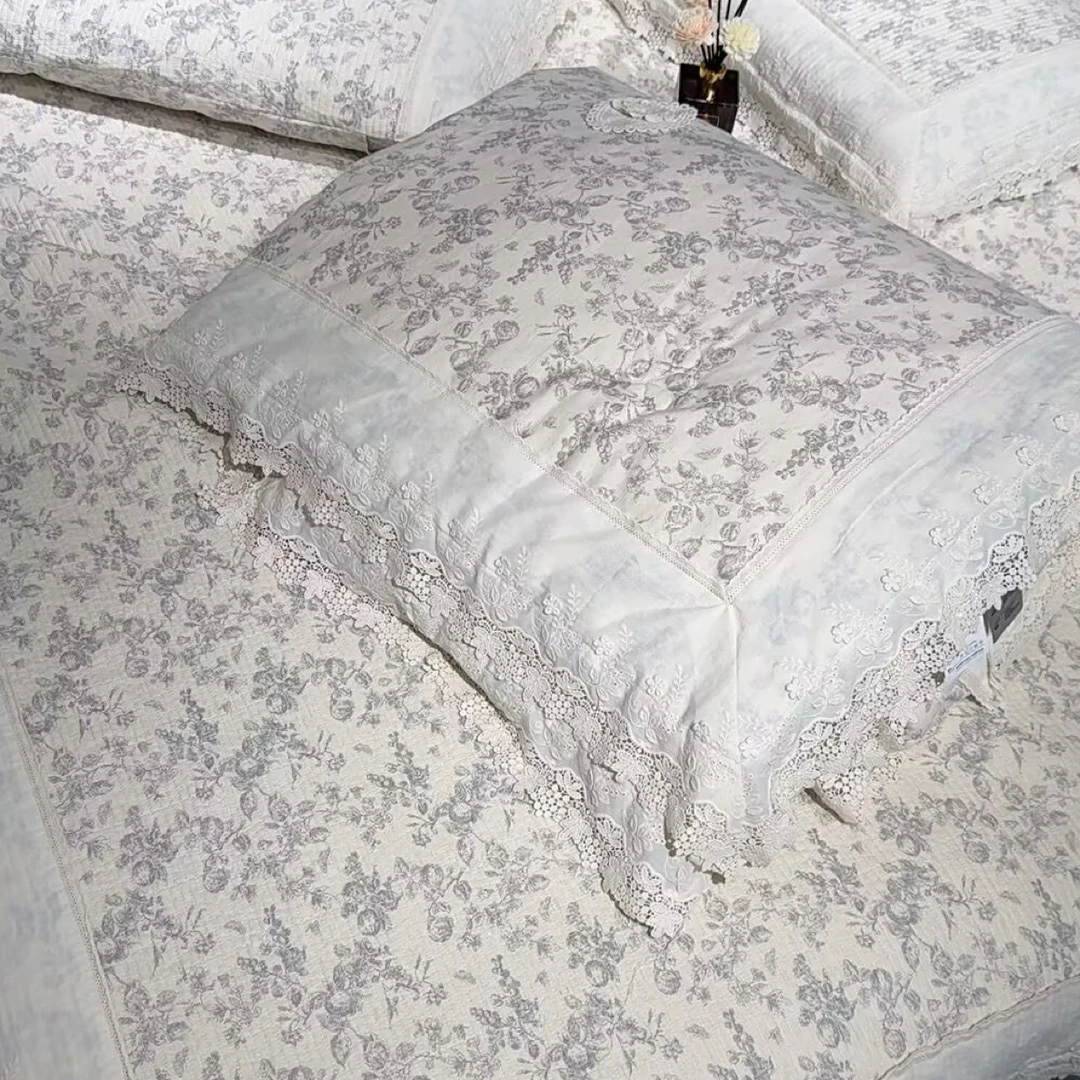 天然棉麻床盖款四件套。