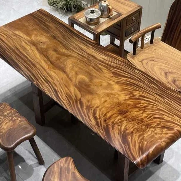 胡桃木实木大板200*75*6茶桌组合简约家用可作办公桌茶桌茶台餐桌