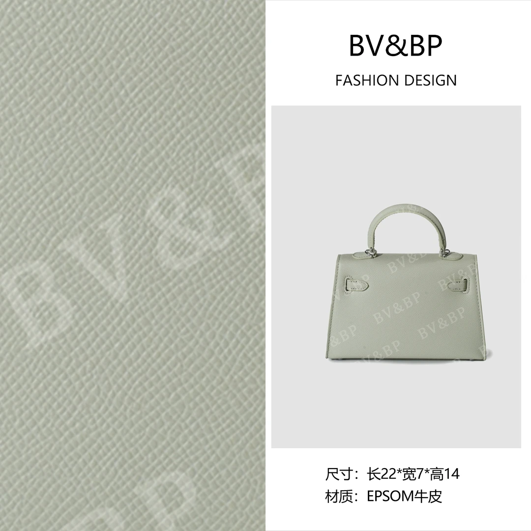 BV&BP· 原创设计 真皮高定手提单肩包 BV22-1-银扣气泡绿(单肩带)