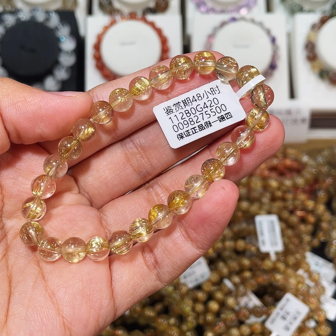 发晶手链未镶嵌高透钛晶7.4mm