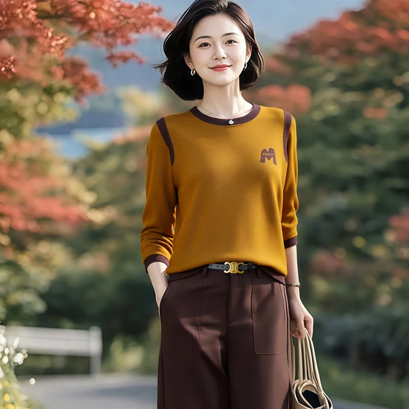 HH#宽松新款洋气七分袖针织小衫胖遮肚子薄款上衣女DY14892