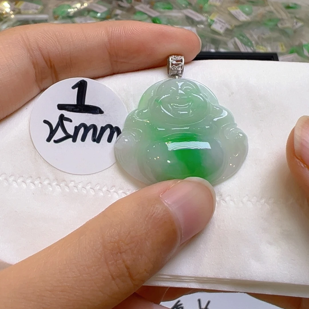 吊坠(不含链)18K金镶嵌翡翠