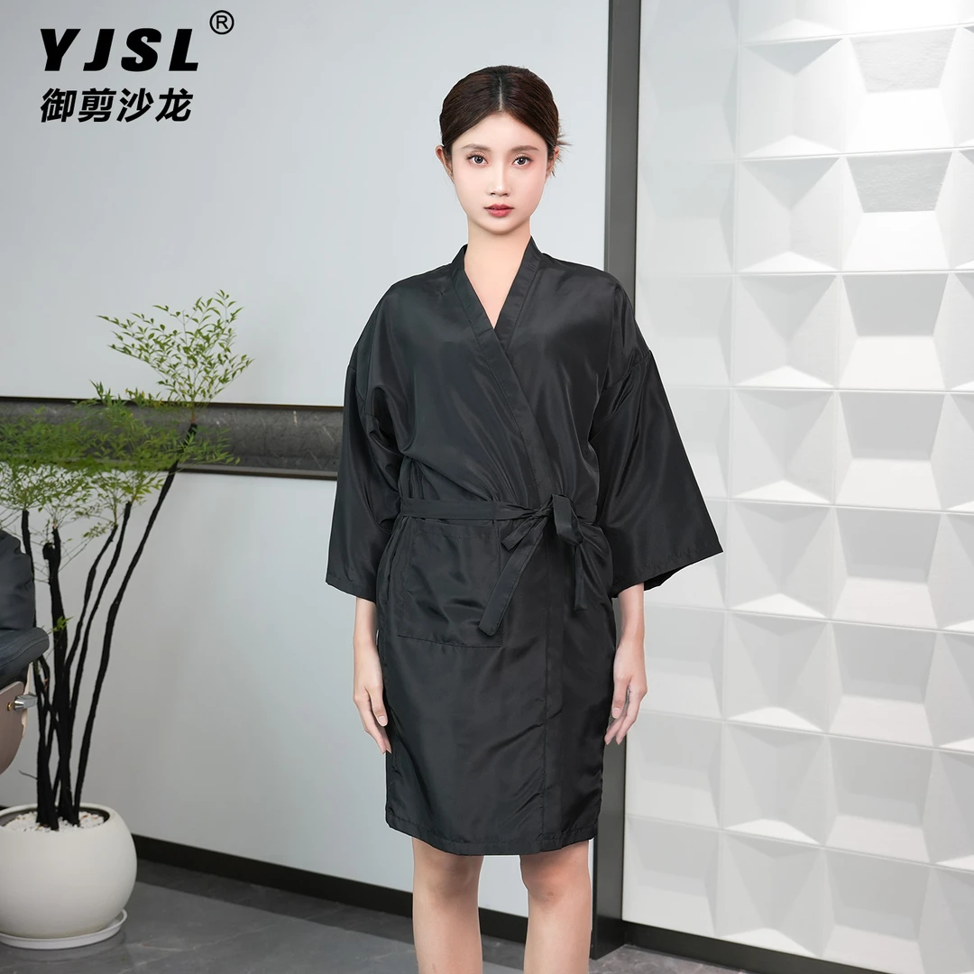 网红美发客袍发廊烫染客服理发店剪发和服美容院染发客袍定制logo