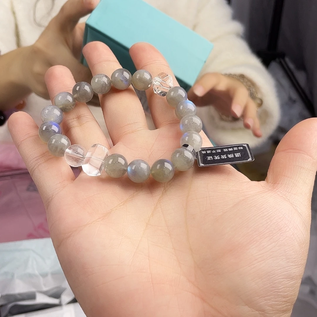 水晶手串银S925镀金镶嵌