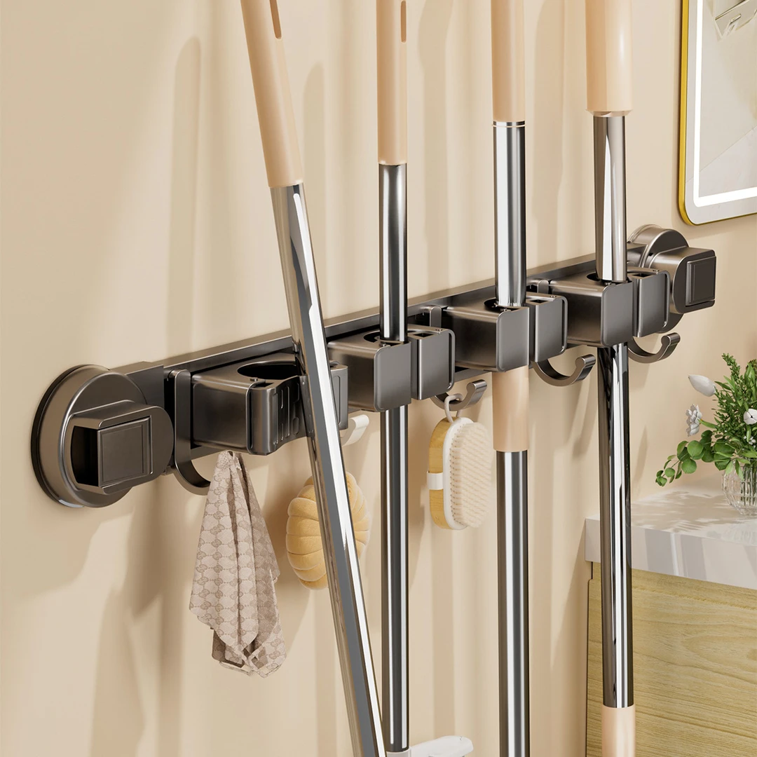 吸盘拖把架挂钩免打孔卫生间壁挂拖把夹扫把置物架抹布收纳固定架