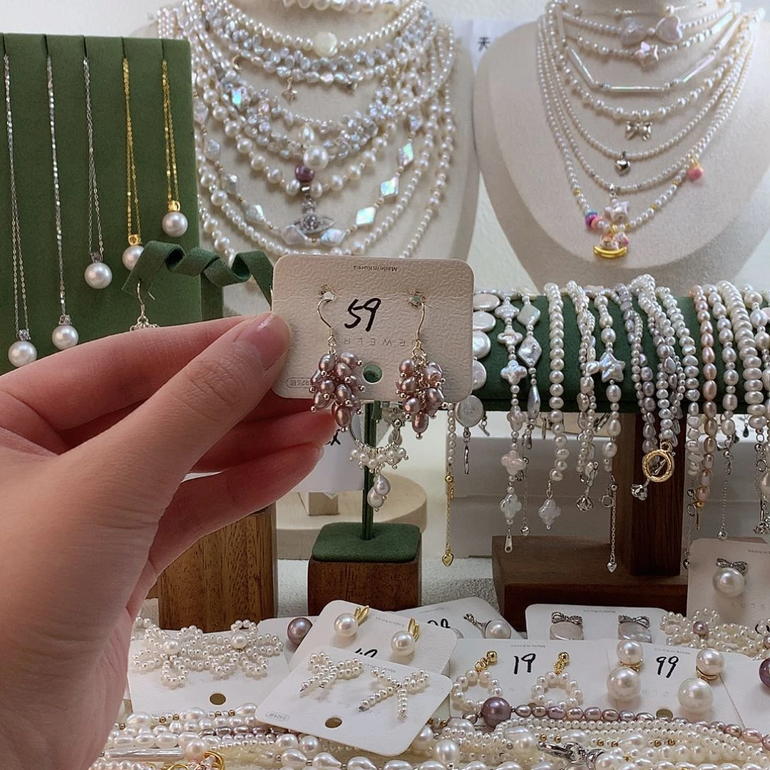 银S925镶嵌淡水珍珠耳饰