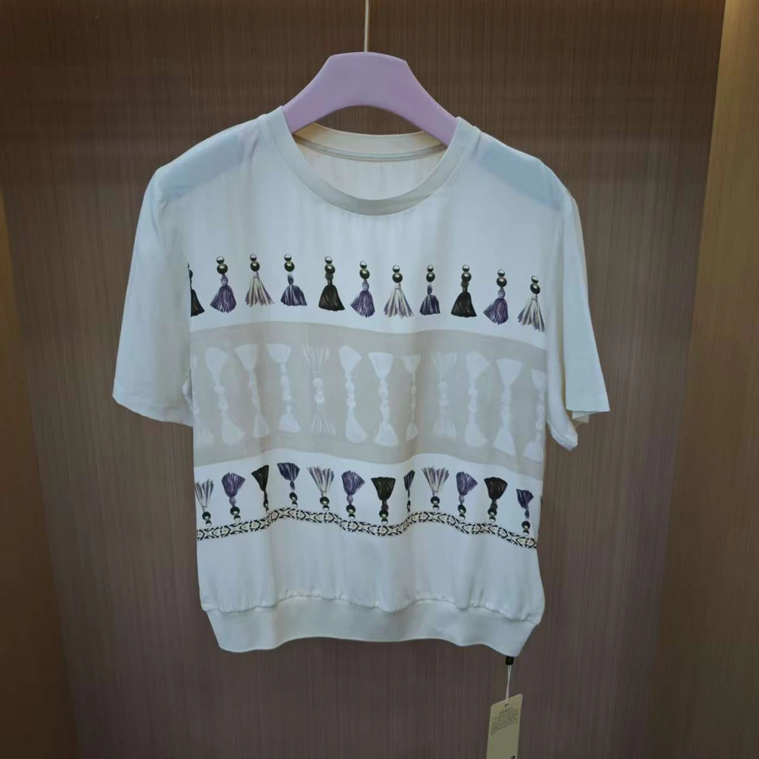 【LJWM】桑蚕丝短袖上衣 D24004