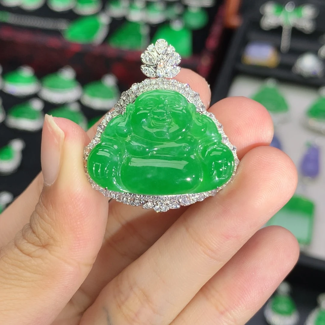 翡翠18K金镶嵌吊坠(不含链)