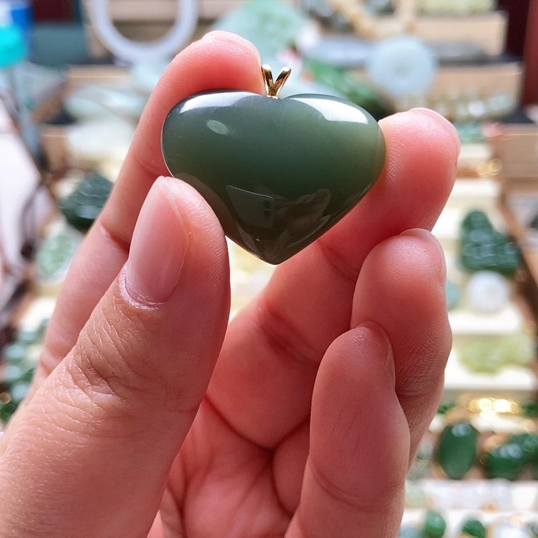 吊坠(不含链)18K金镶嵌和田玉