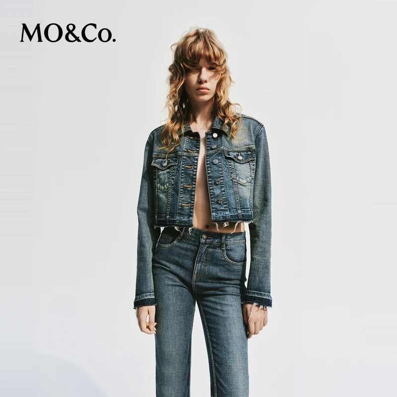【土耳其棉】MOCO春洗水做旧短款牛仔夹克外套MBD1JKT001