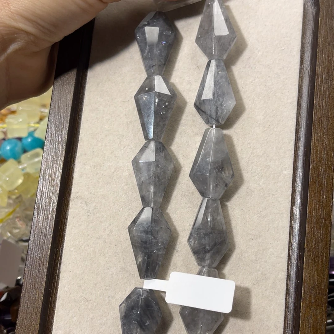 紫晶珠宝半成品银S925镶嵌云雾水晶切面