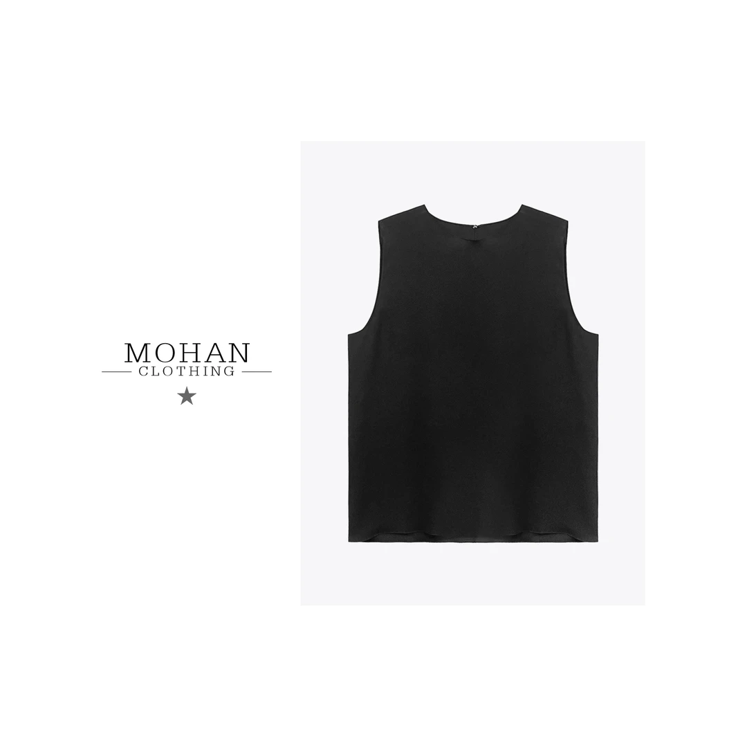 CLOTHING/墨含高奢时尚显瘦百搭重磅无袖小衫桑蚕丝背心WJMB381