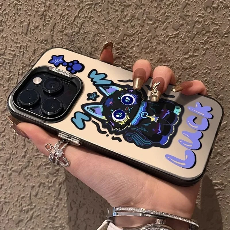 情侣炫酷黑猫适用苹果16promax手机壳iPhone14小米15华为mate7060