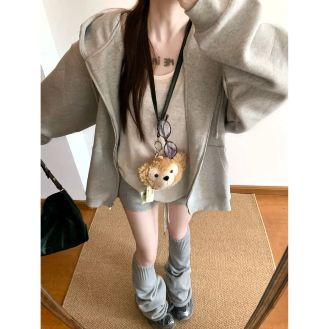 Moses Queen/魔西女王早秋学妹三件套韩系连帽卫衣女外套上衣短裤