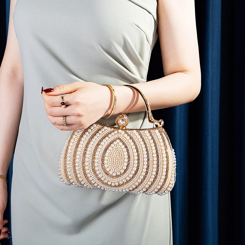 2025夏季新款镶钻珍珠宴会包手提小包名媛气质礼服旗袍包晚宴手包