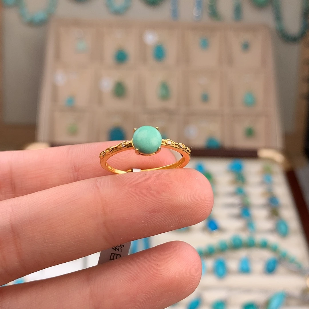 绿松石银S925镶嵌戒指