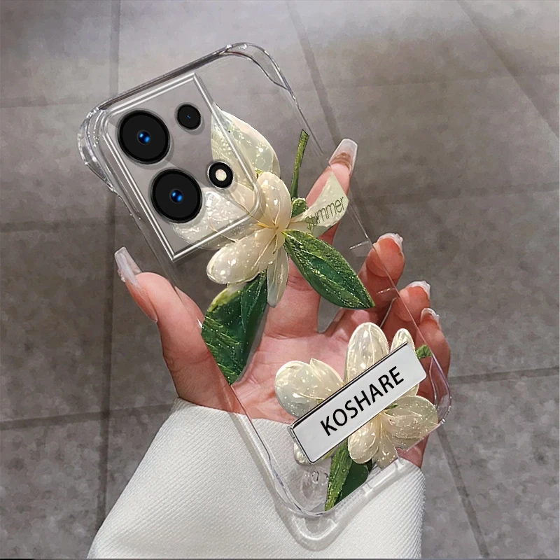 适用于OPPOreno9Pro+系列水晶花无边框支架手机壳