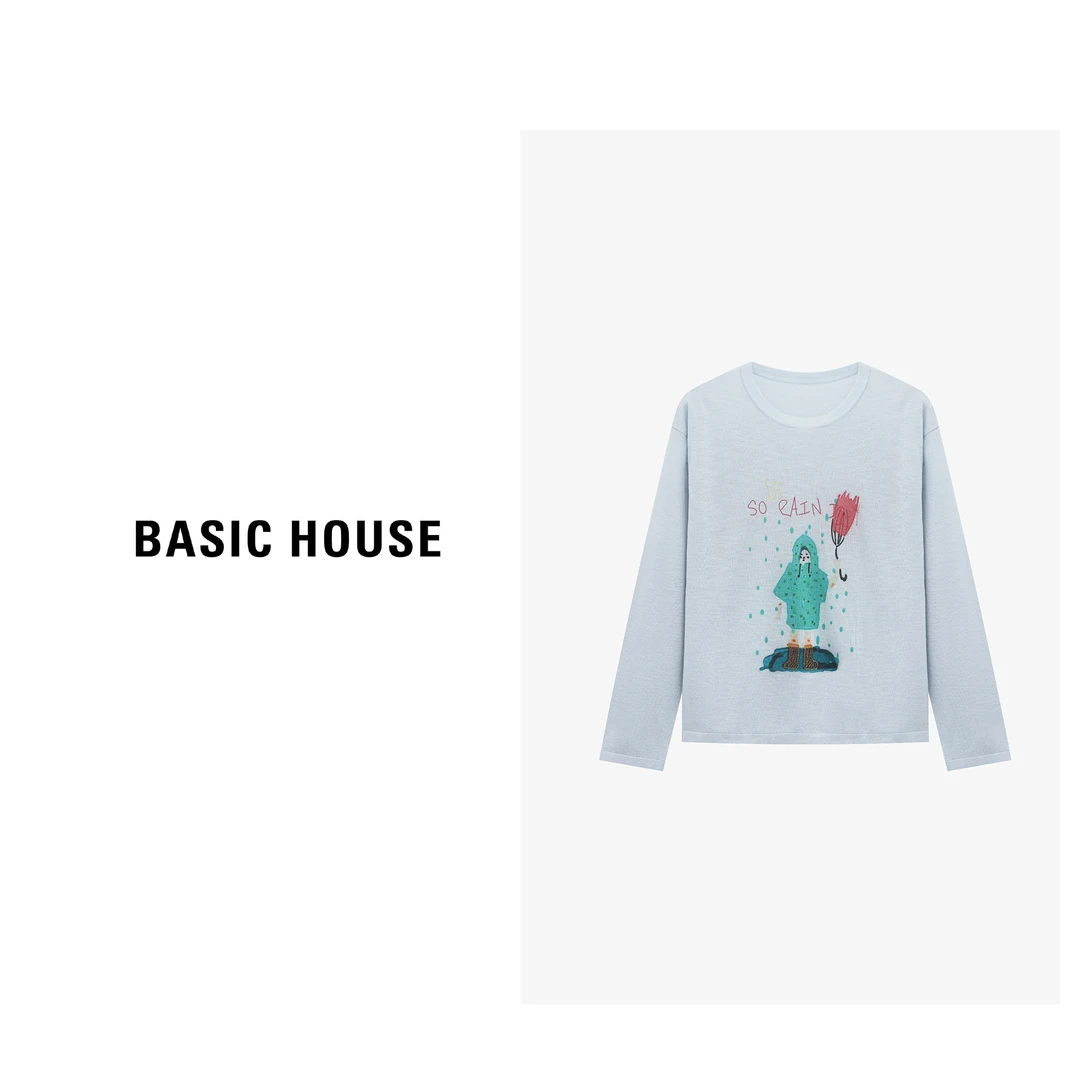 【芋总专属】Basic House/百家好休闲百搭印花女针织衫-B0625B5FWH2