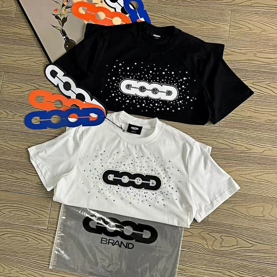 GOOD缤纷宝石烫钻工艺轻奢t恤短袖情侣款重磅棉潮流百搭-2533