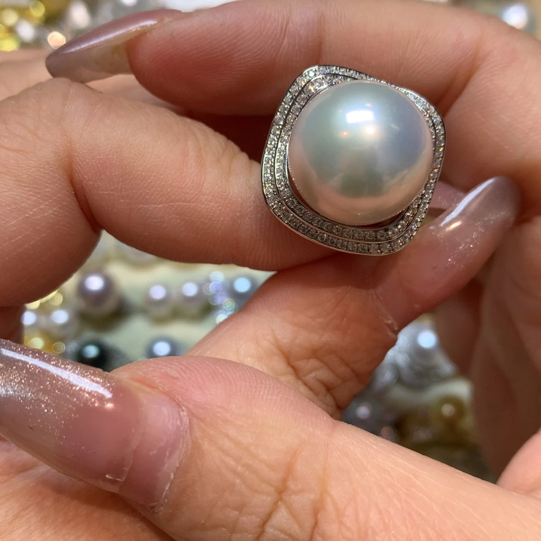 淡水珍珠戒指银S925镶嵌