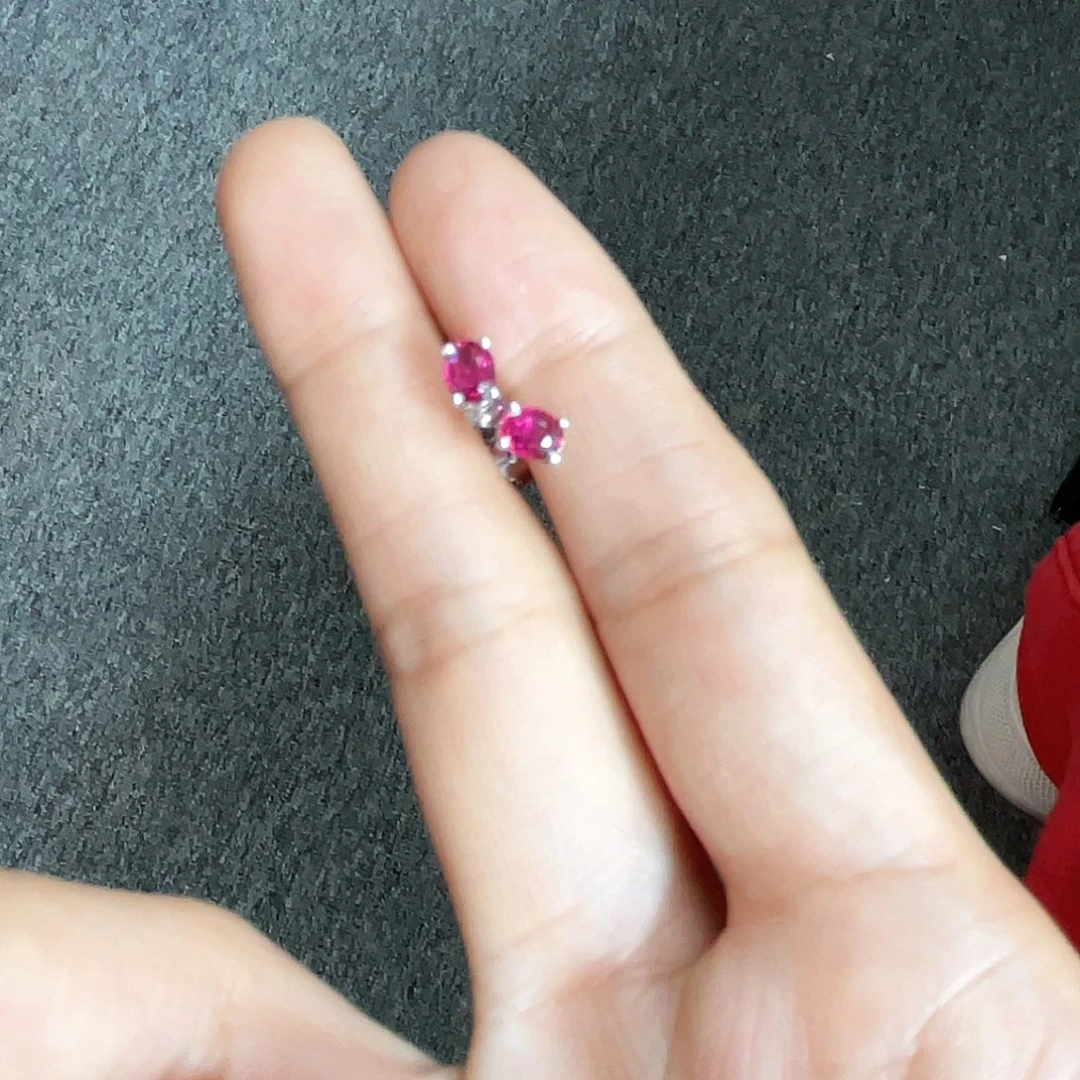 碧玺耳饰银S925镶嵌耳钉