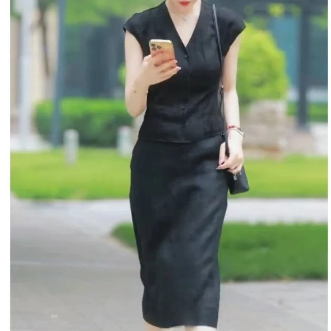 夏季新款气质洋气百搭上衣半身裙两件套女装