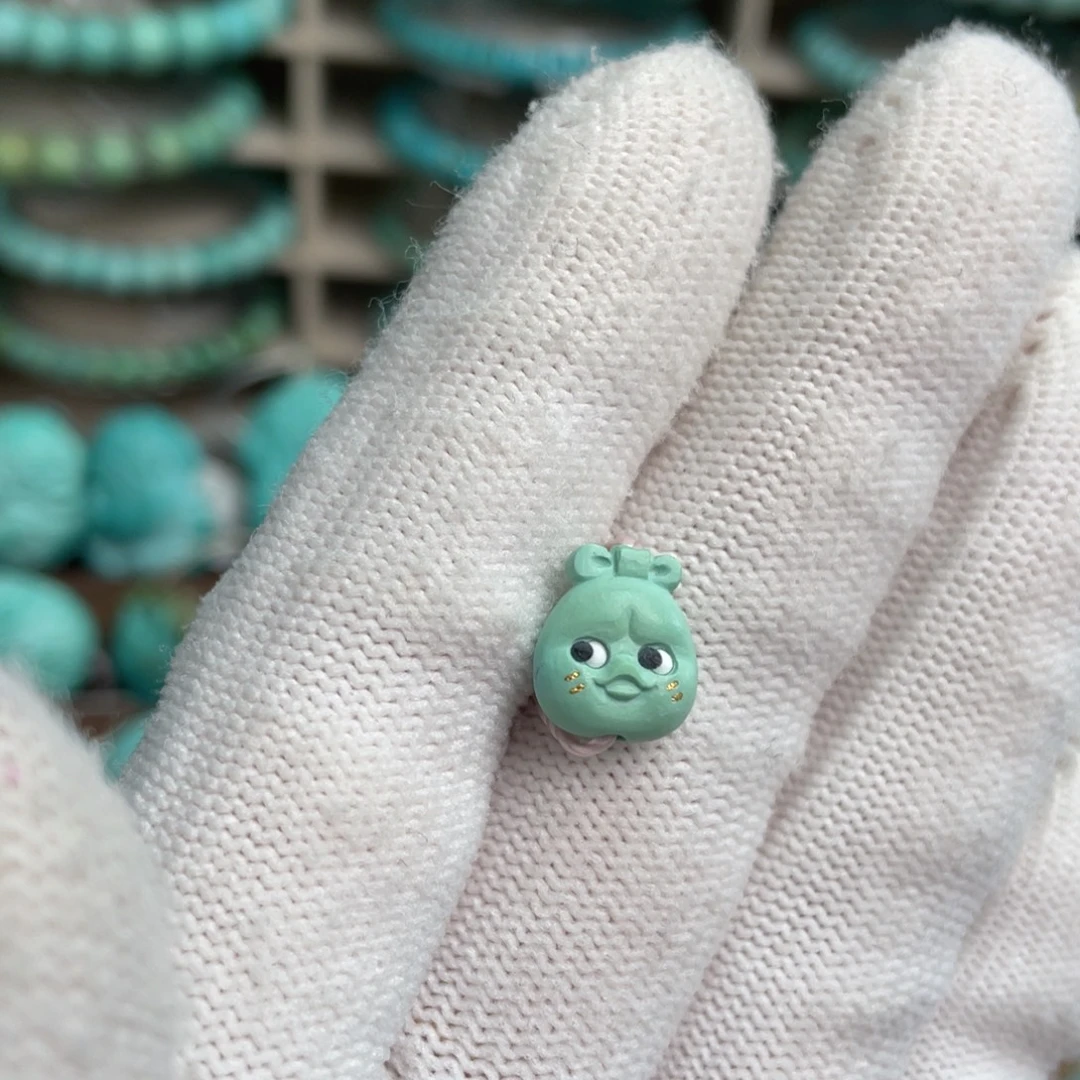 绿松石未镶嵌菜籽黄社恐鸭10