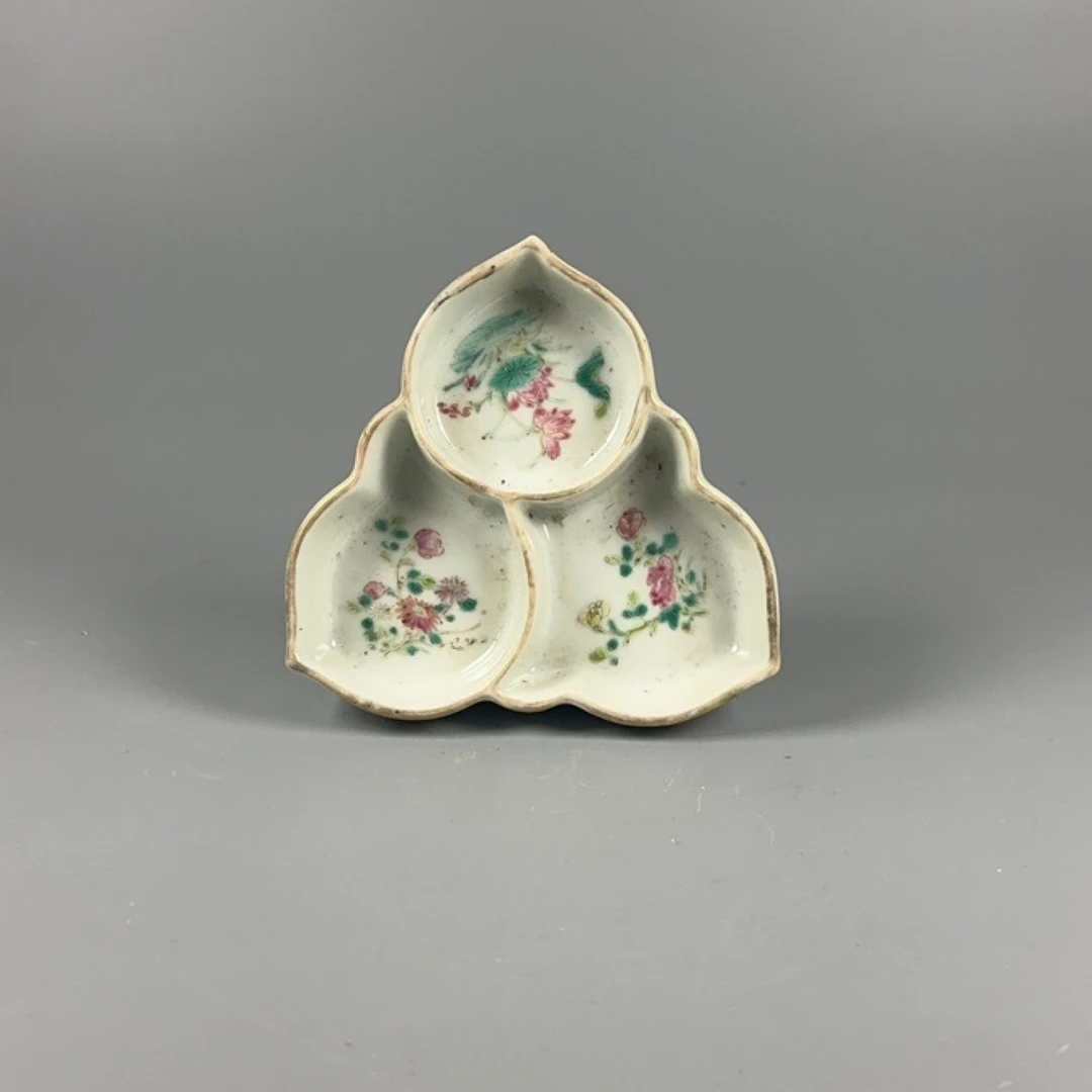 ［022021061］清粉彩花卉海棠盘