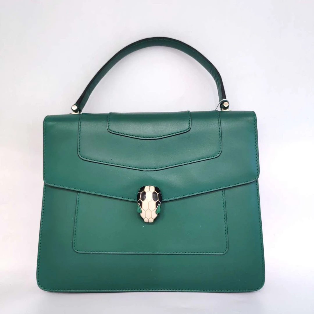 95新 BVLGARI/宝格丽  绿色蛇头链条包 1380 3570