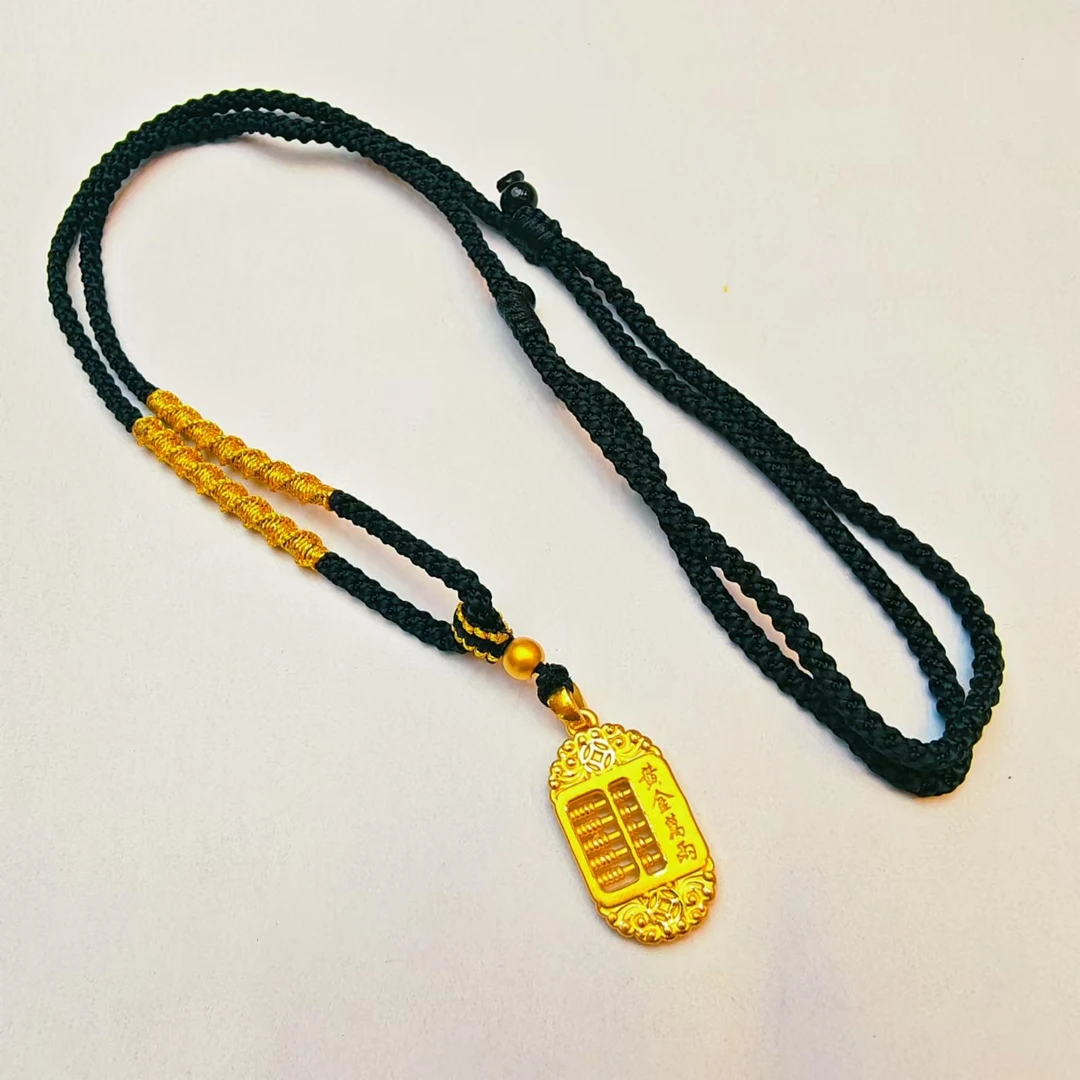 147#足金999 黄金黄金万两吊坠 手工编绳 时尚百搭精美